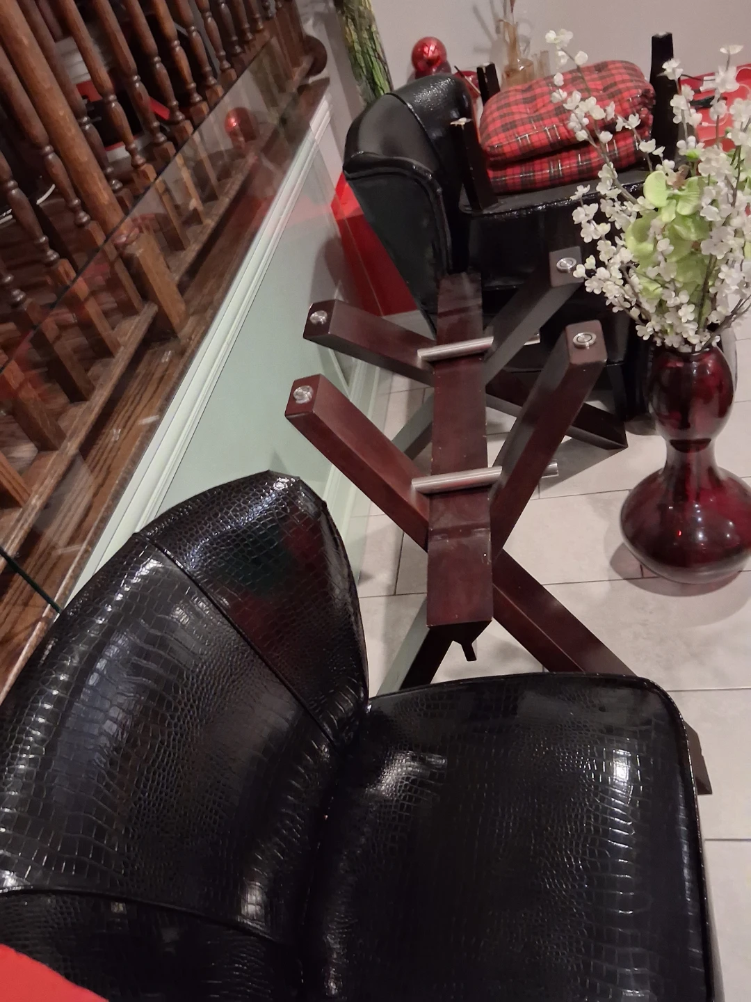 Black Faux Croc Accent Chair