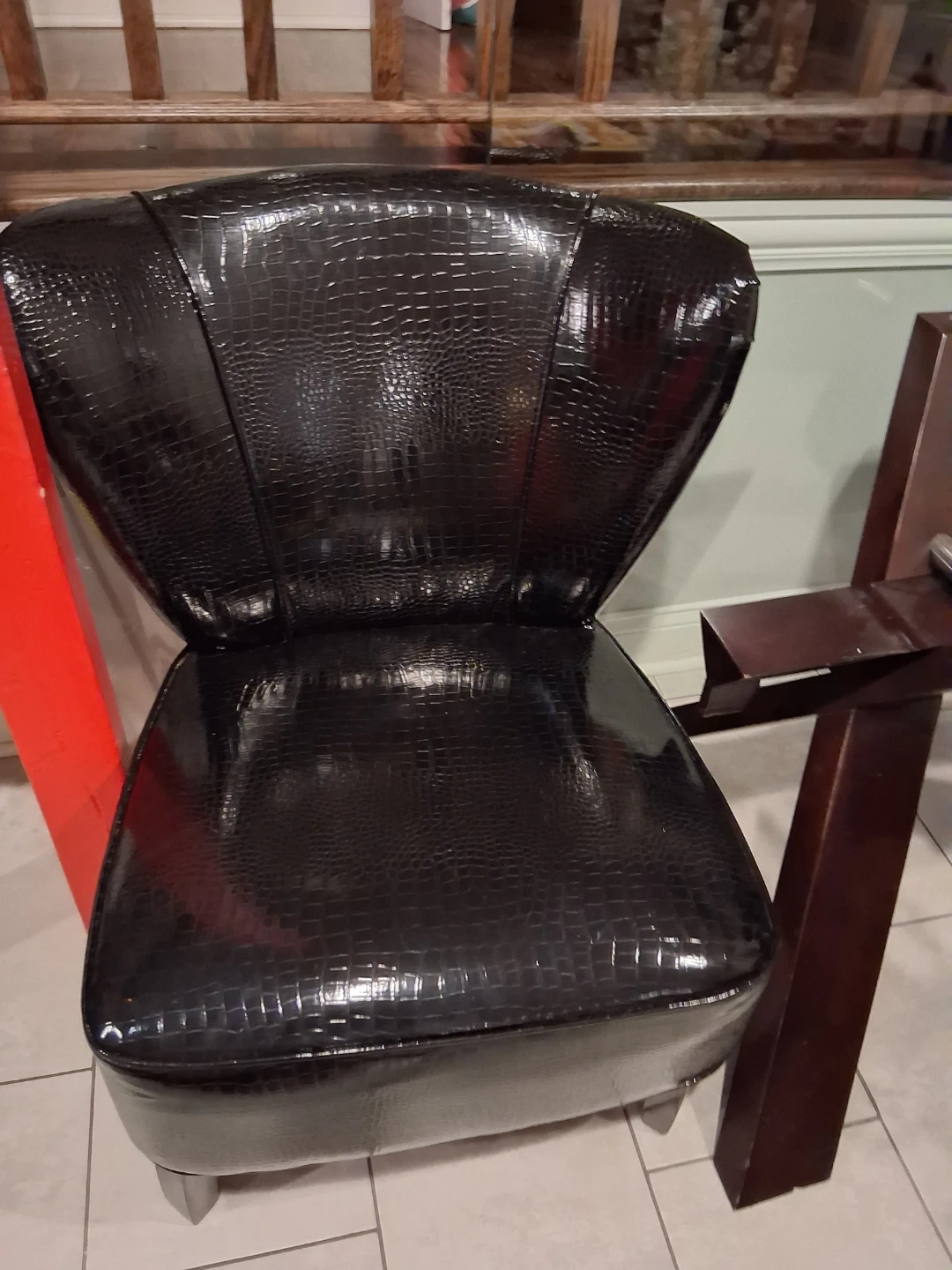 Black Faux Croc Accent Chair - photo 2