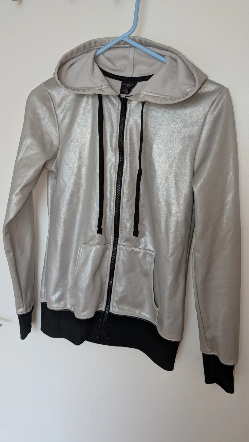 Silver  metallic fitted hoodie