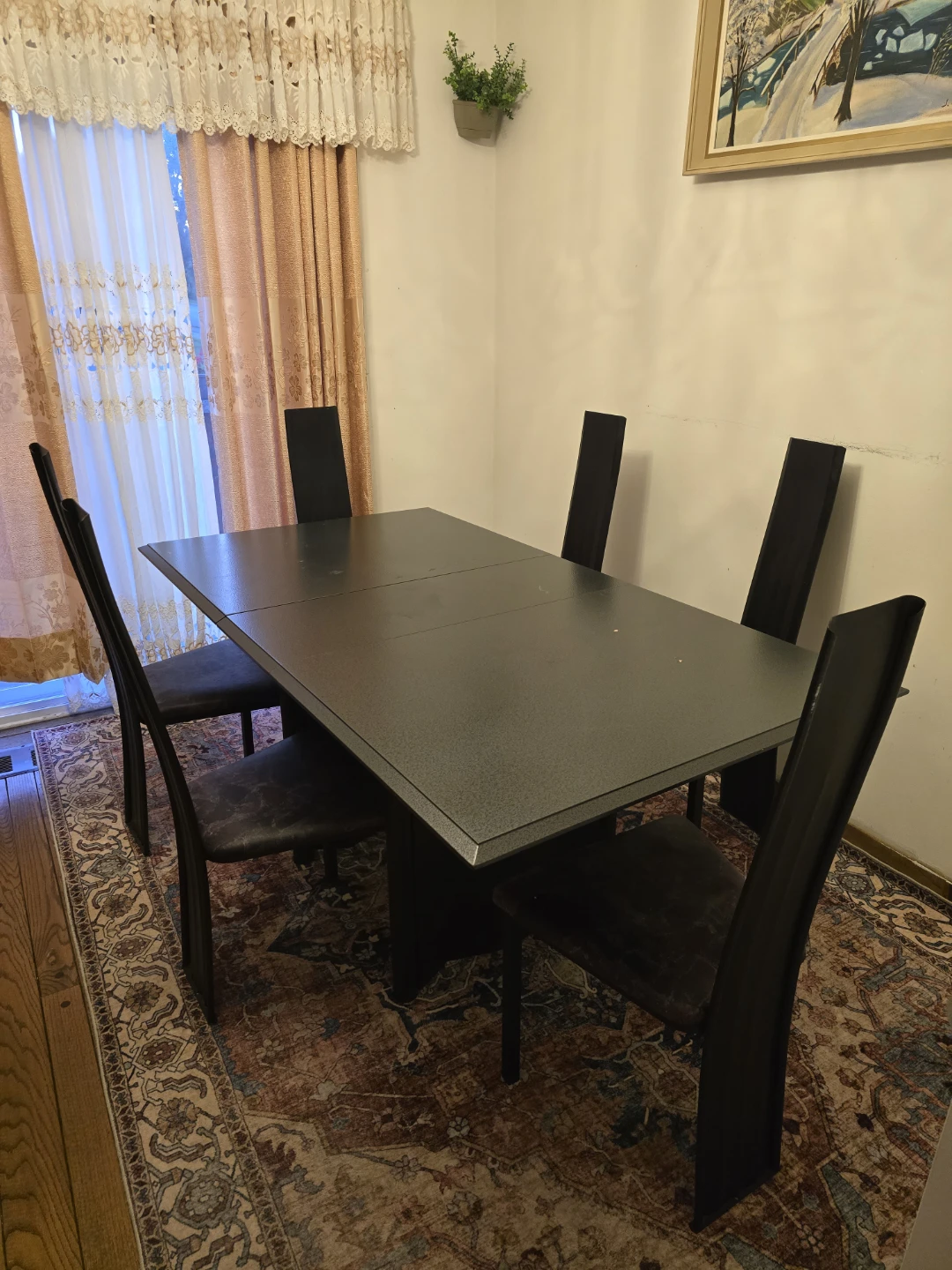 Black Dining Table Set with 5 Chairs