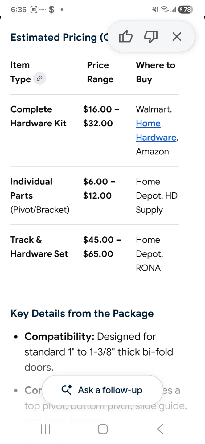 Century 2-Panel Bi-Fold Door Hardware Kit - photo 2