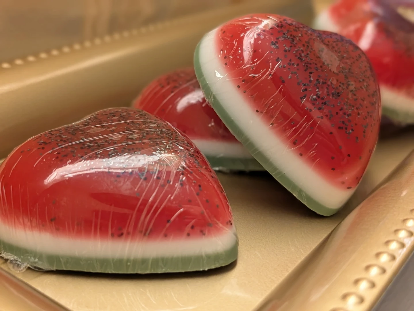 Heart-shaped Watermelon Soap Bars