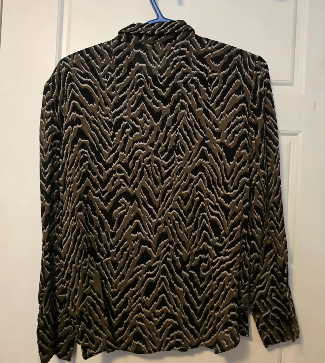 MANGO Casual Olive Green & Black Printed Shirt - photo 3