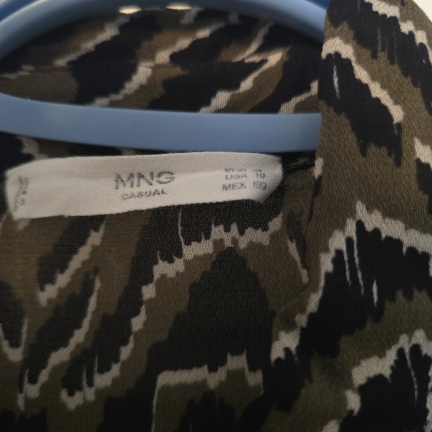 MANGO Casual Olive Green & Black Printed Shirt - photo 4