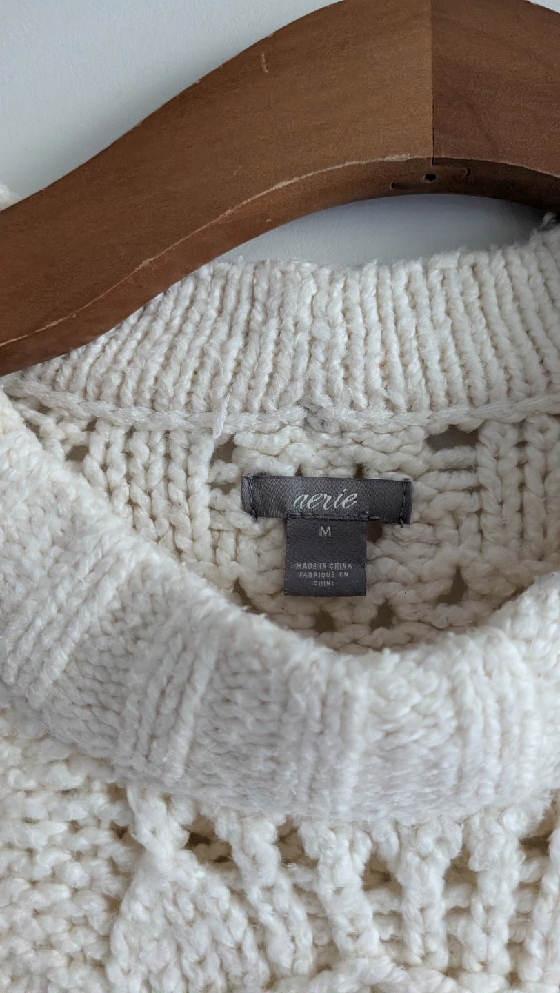 Aerie Cream Cable Knit Sweater - photo 2