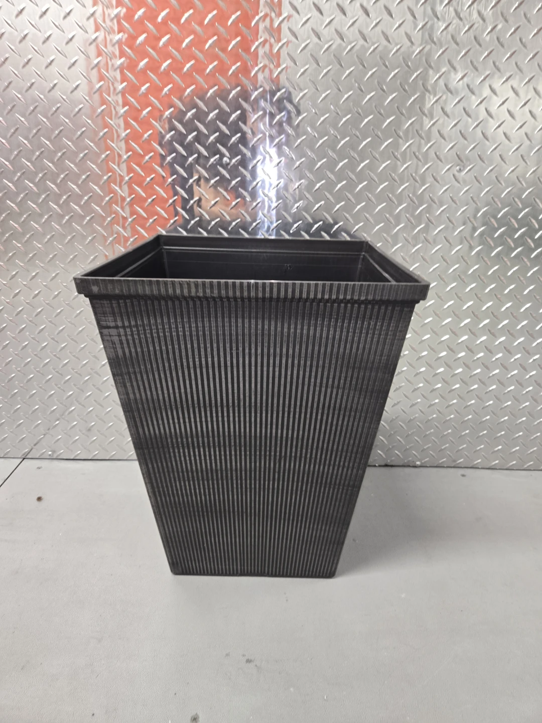 Modern Black Fluted Tall Square Planter Box