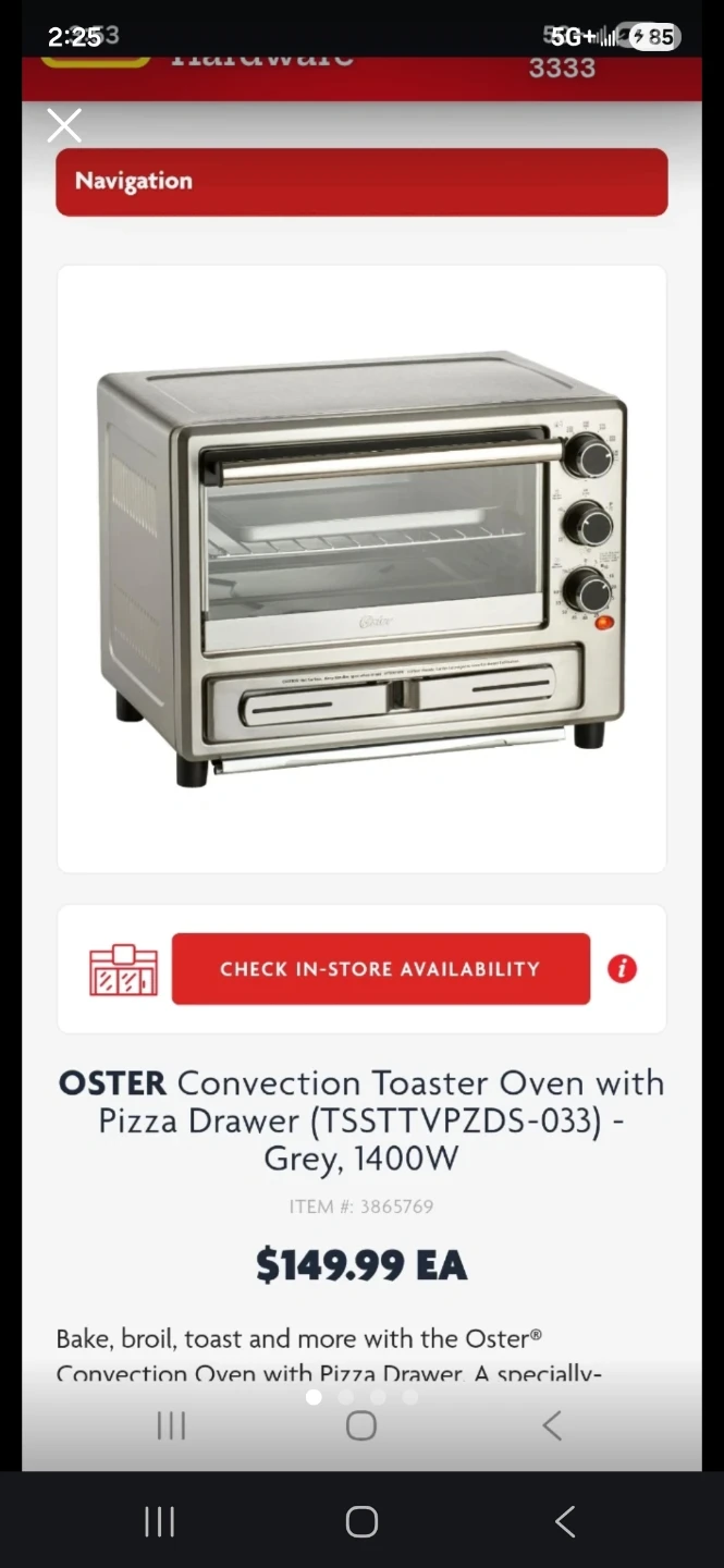 Oster® Convection Oven with Pizza Drawer.
