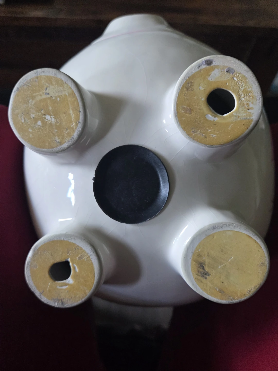White Ceramic Piggy Bank with Pink and Yellow Accents - photo 5
