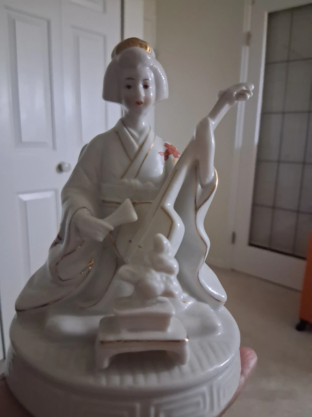 Vintage Ceramic Geisha Figurine with Instrument