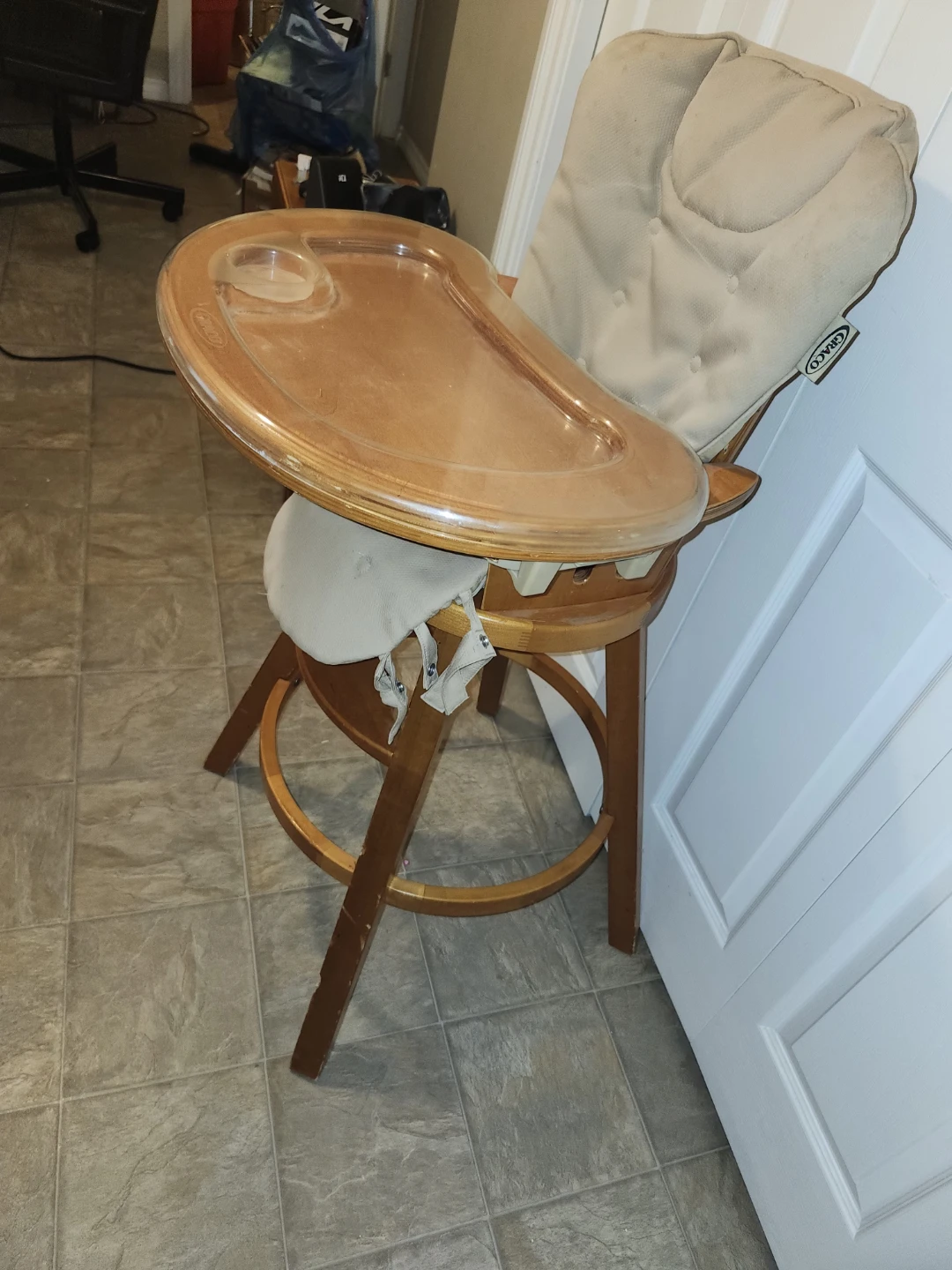 Wooden High Chair with Tray and Cushion