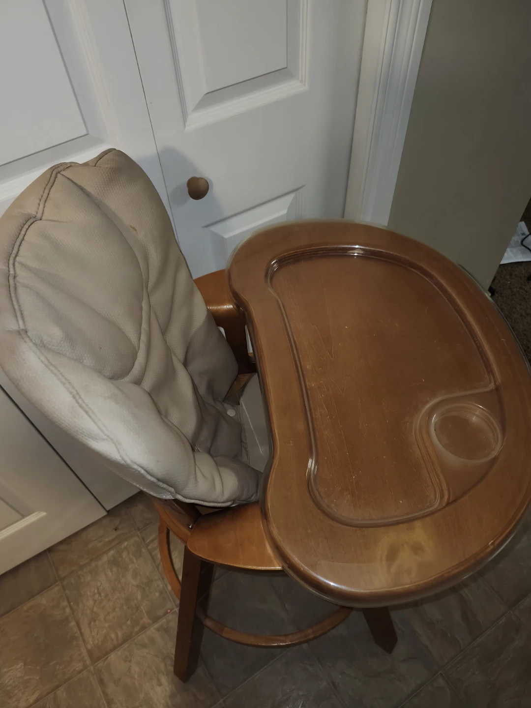 Wooden High Chair with Tray and Cushion - photo 2