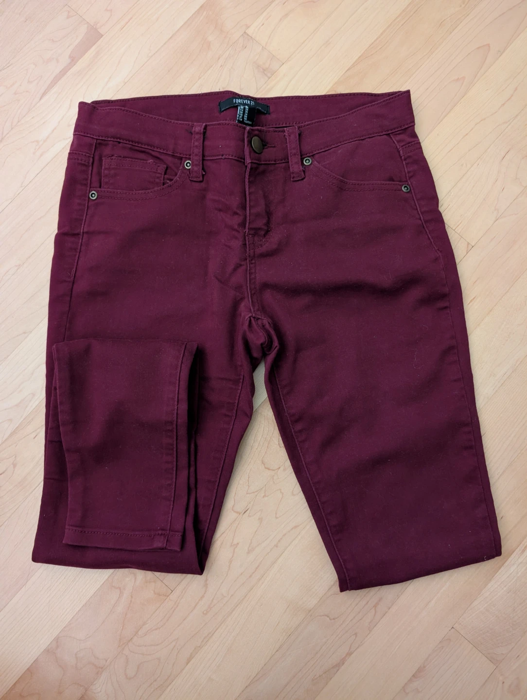 Forever 21 Burgundy jeans - skinny fit - photo 4