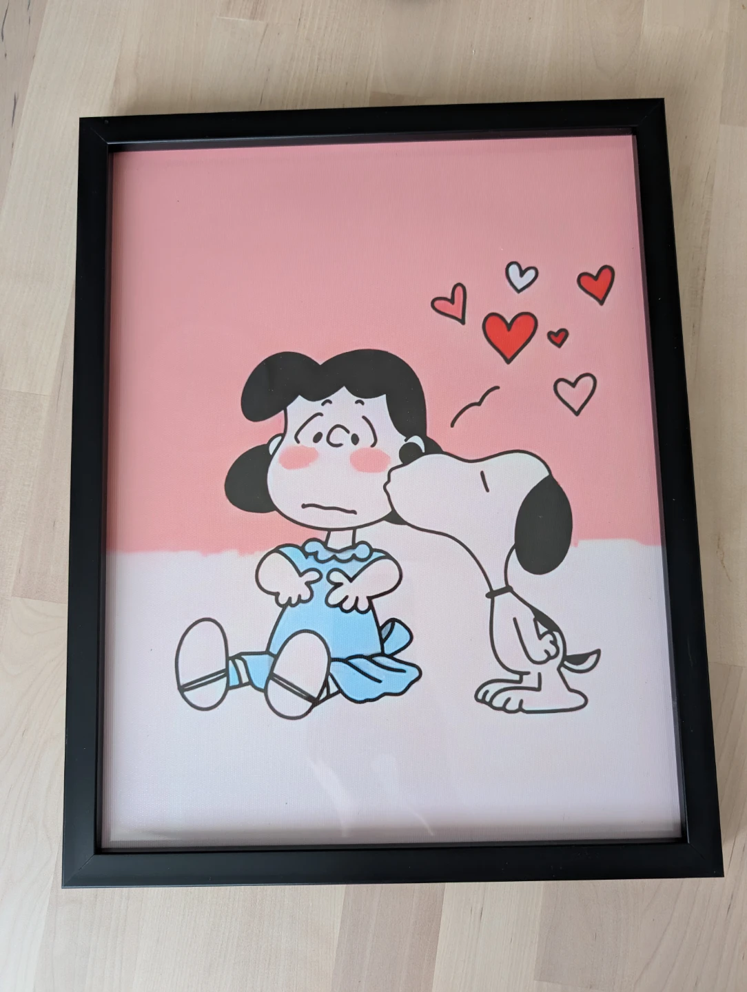 Peanuts Snoopy Lucy Framed Print in black frame 30x38cm