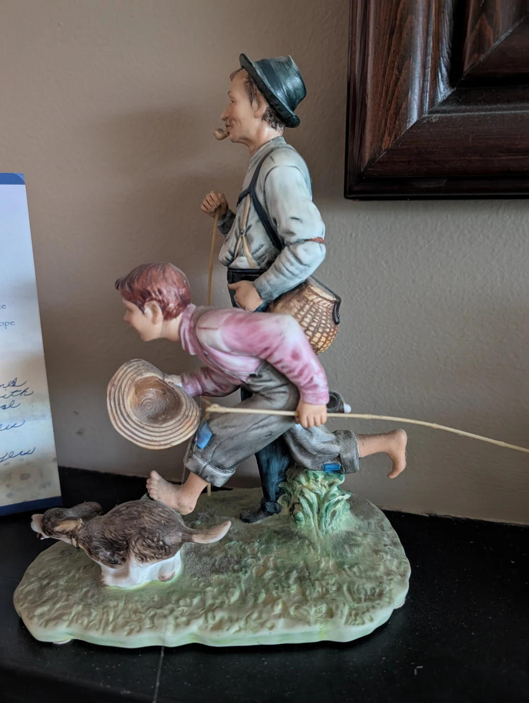 Vintage Figurine of Man and Boy with Dog