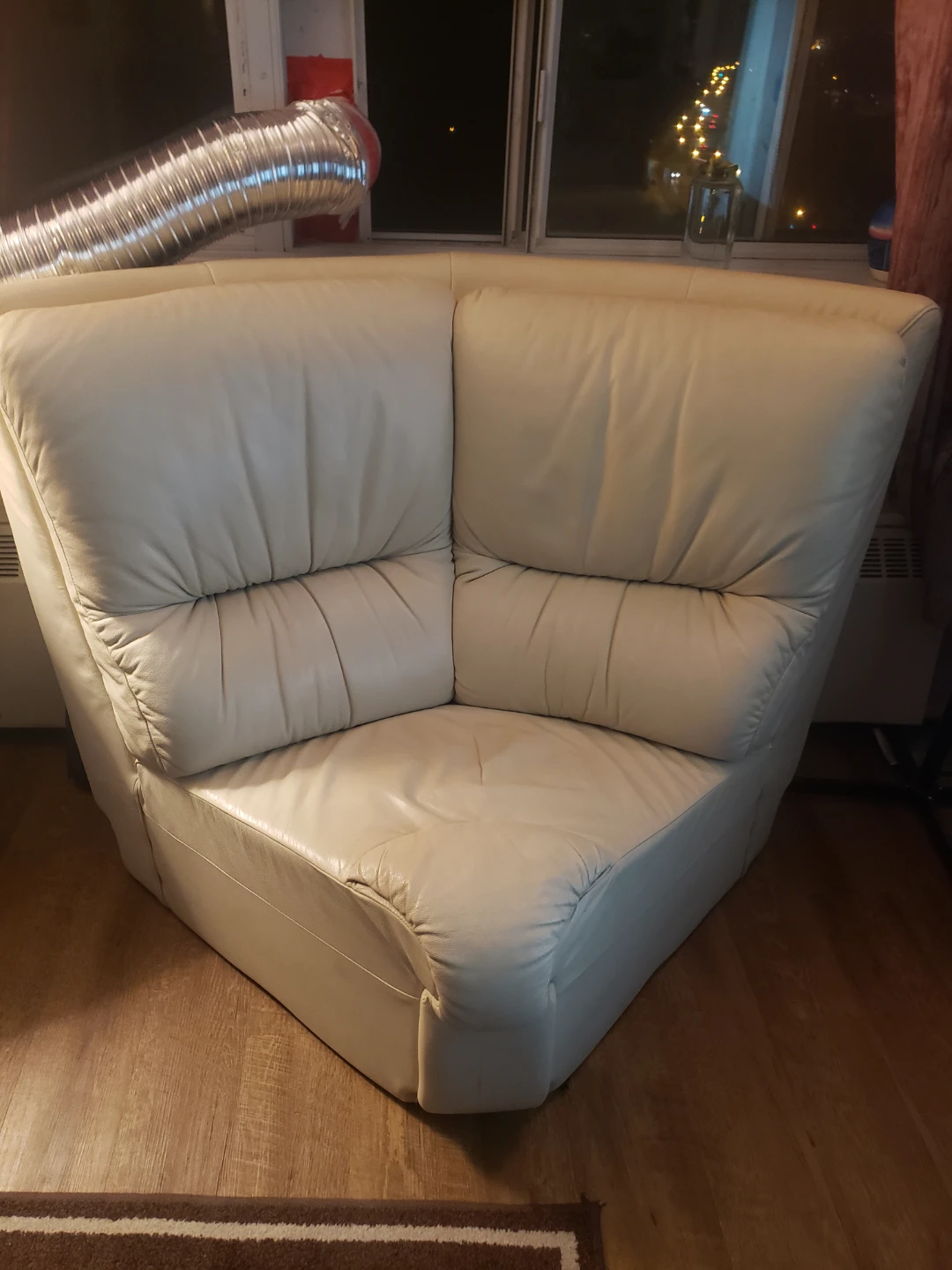 Cream Leather Corner Chair