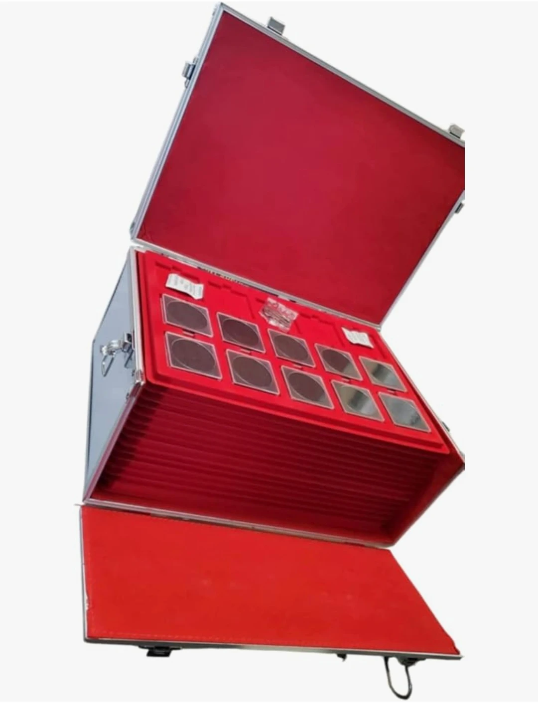 Aluminum coin collection case with red interior (NEW) - photo 2