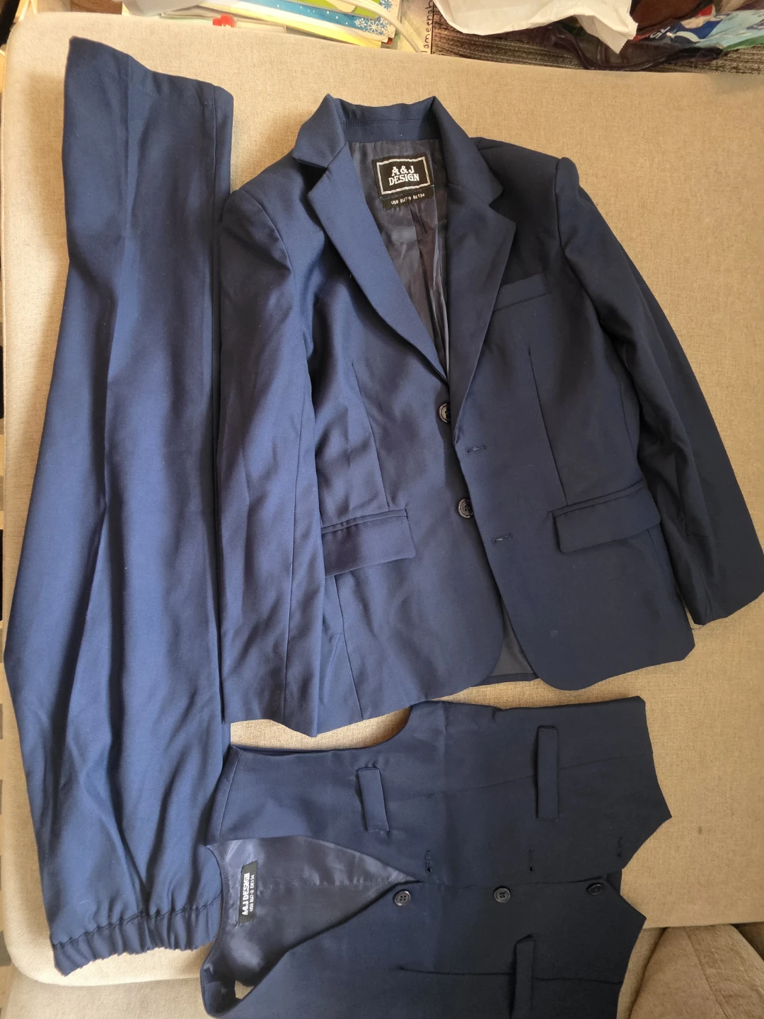 A&J DESIGN Navy Blue Boys Suit