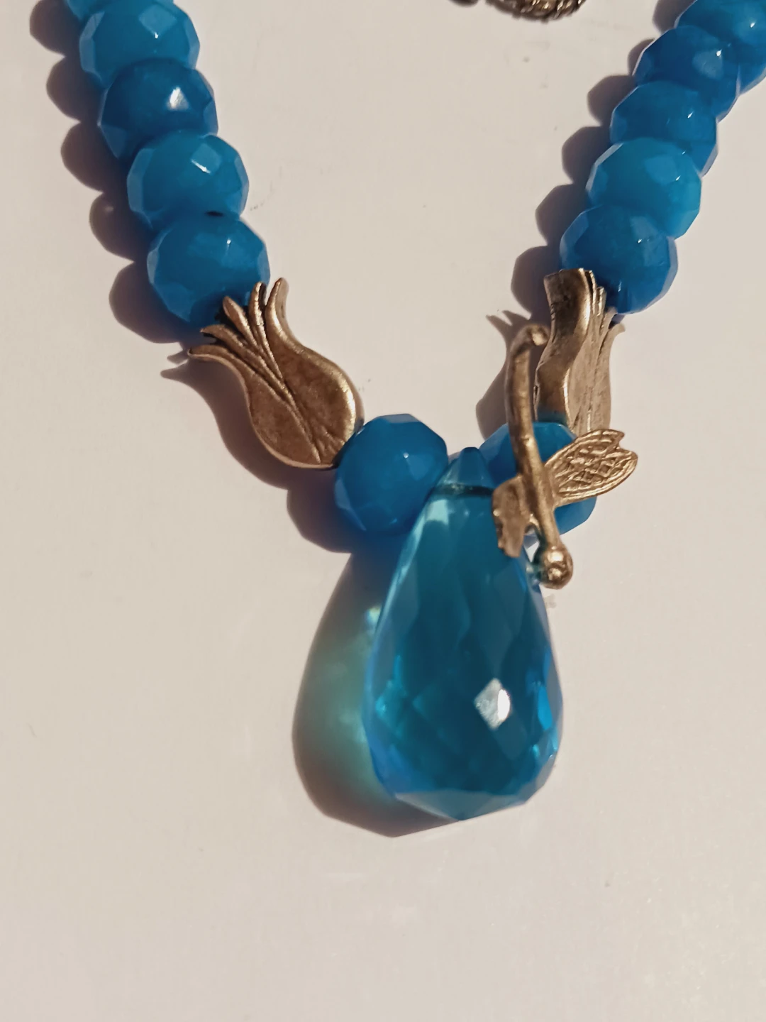 Blue Gemstone Necklace with Dragonfly Charm - photo 2