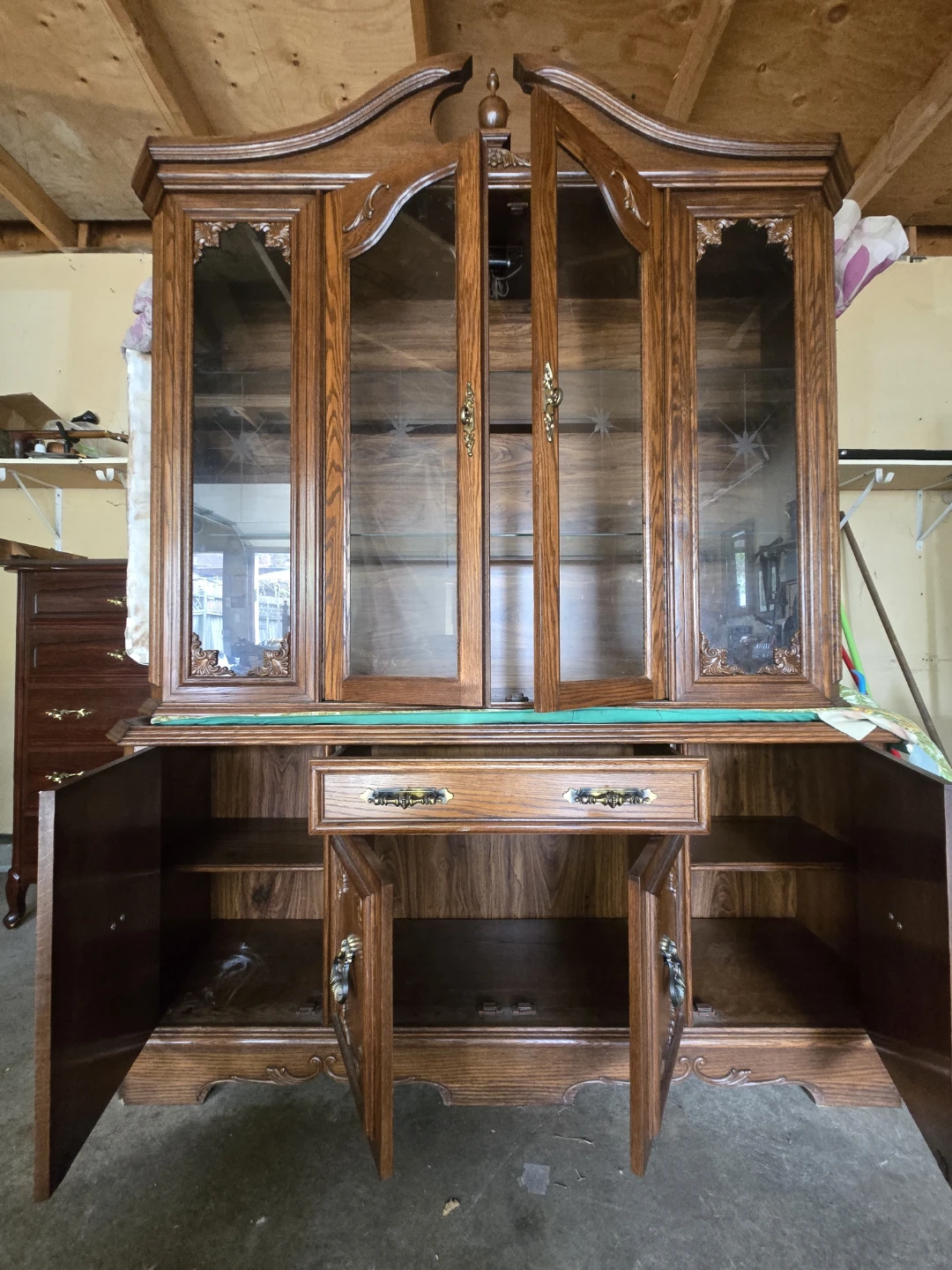 Solid Oak China Cabinet with Glass Doors - photo 2