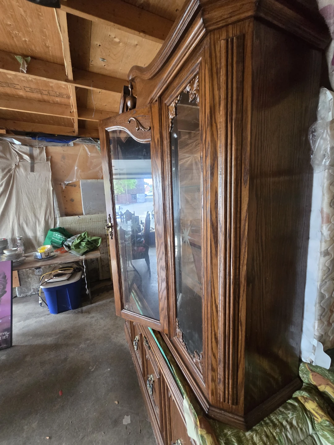 Solid Oak China Cabinet with Glass Doors - photo 3