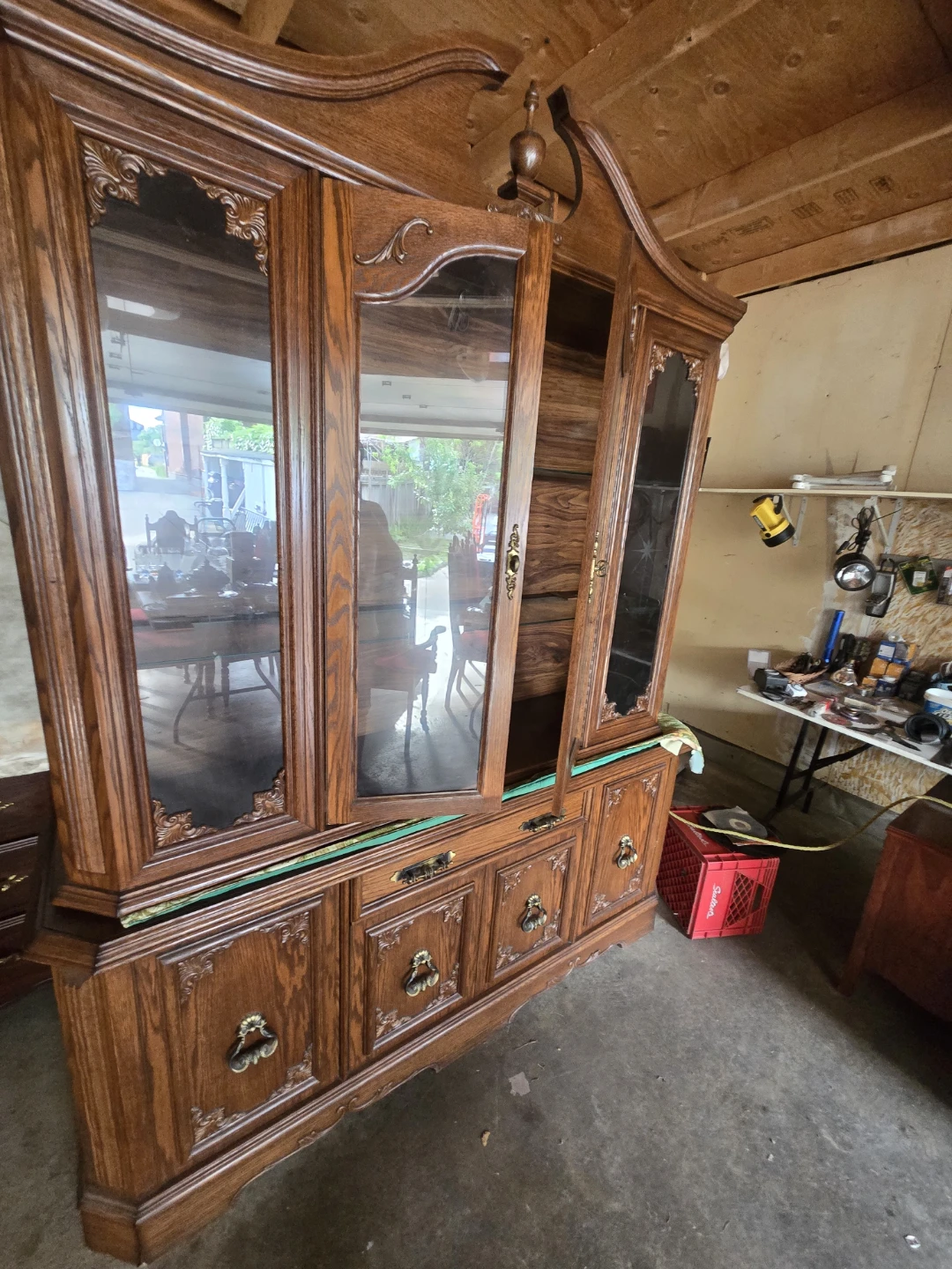Solid Oak China Cabinet with Glass Doors - photo 4