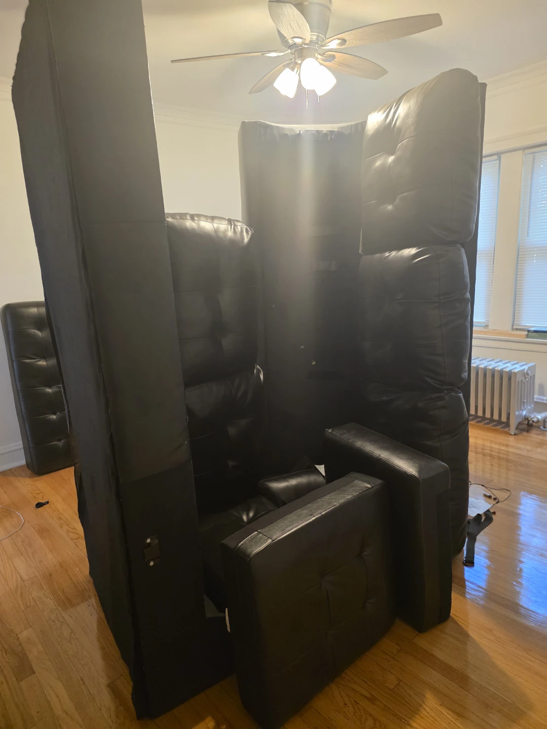 Brown Leather L couch