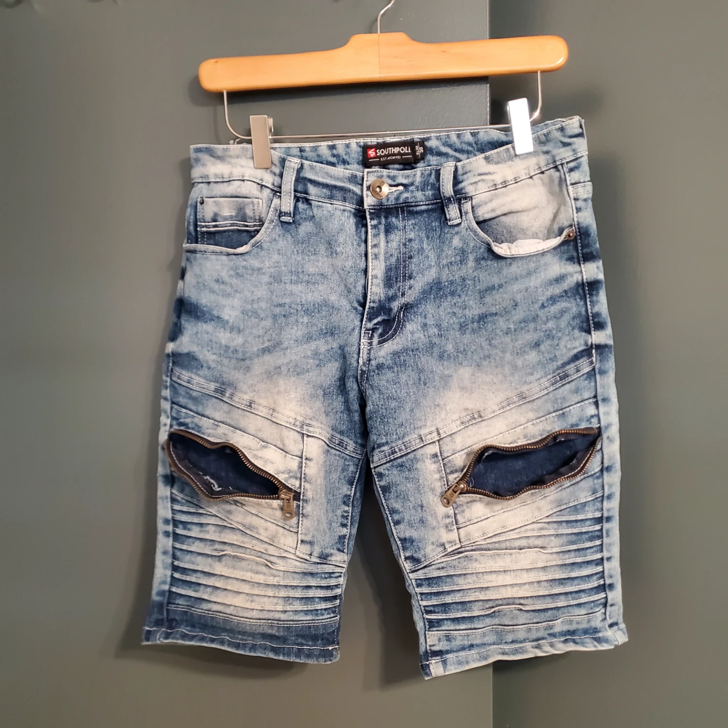 Southpole Men's Denim Moto Shorts ⚽ - photo 2