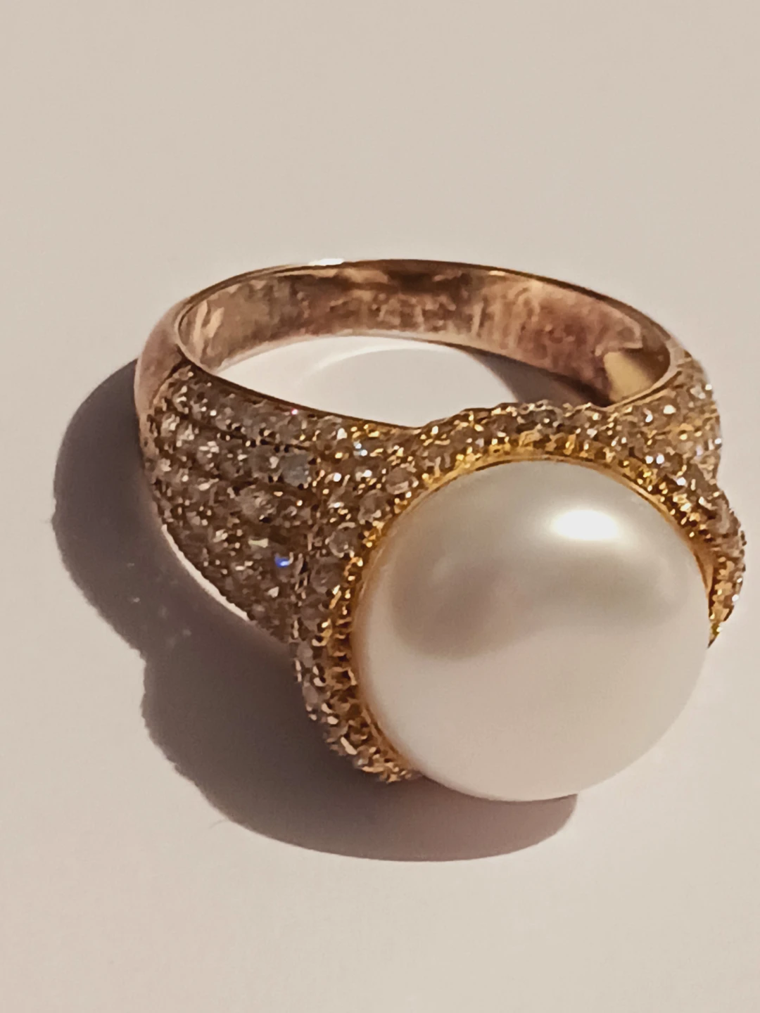 Gorgeous Gold Overlay Sterling Silver Freshwater Pearl Ring. 8.5 - photo 2