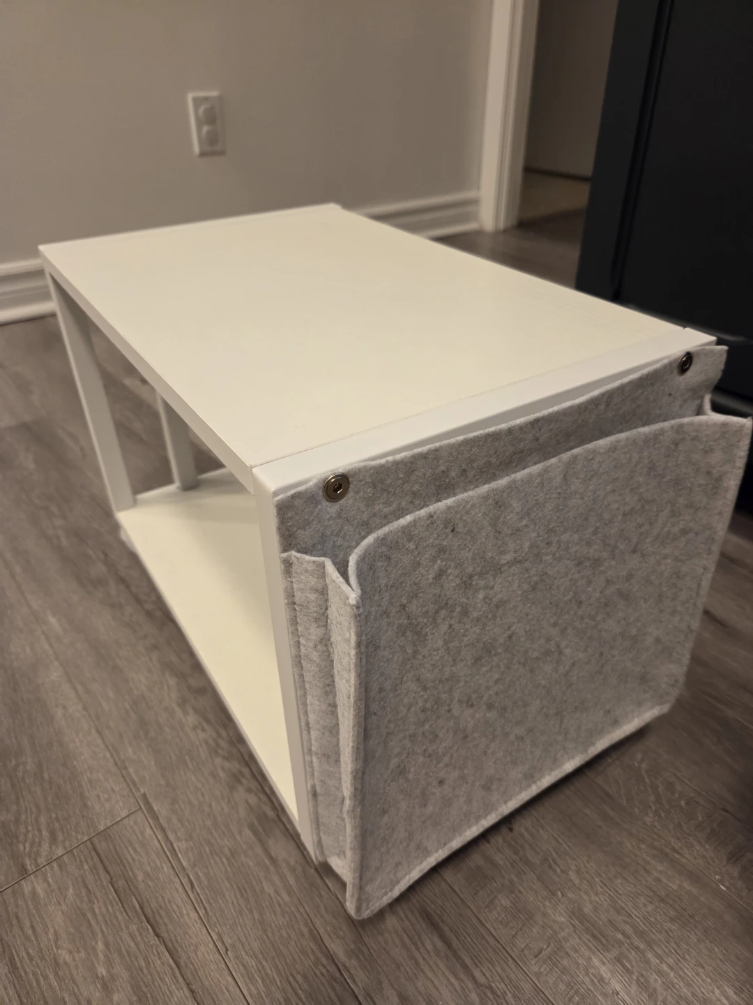 White Two-Tier Side Table with Felt Organizer - photo 2