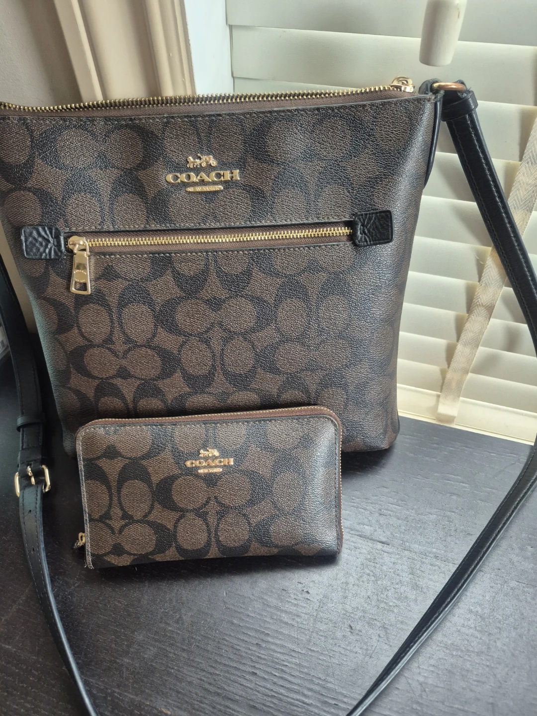Coach Signature Pattern Crossbody Bag and Wristlet Set - photo 2