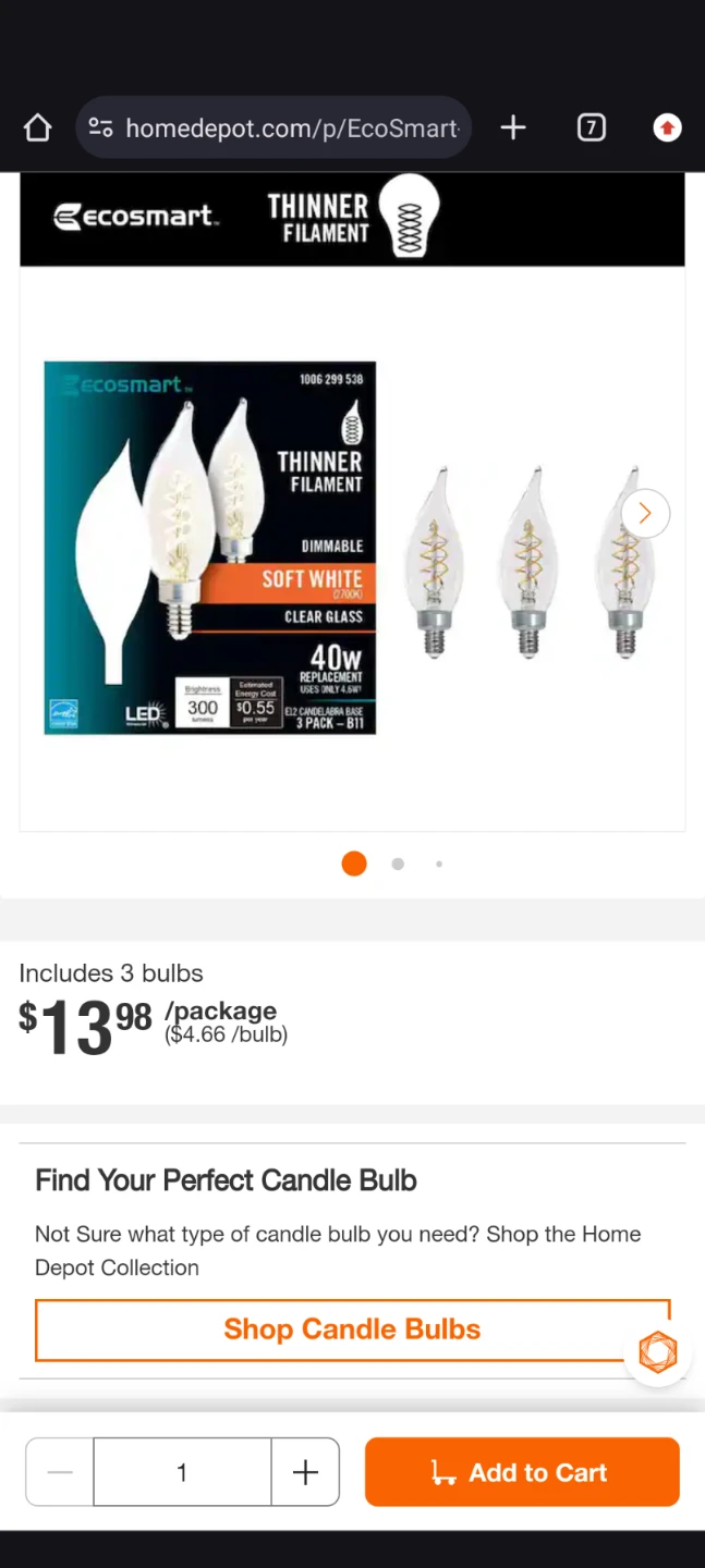 EcoSmart Thinner Filament LED Bulbs