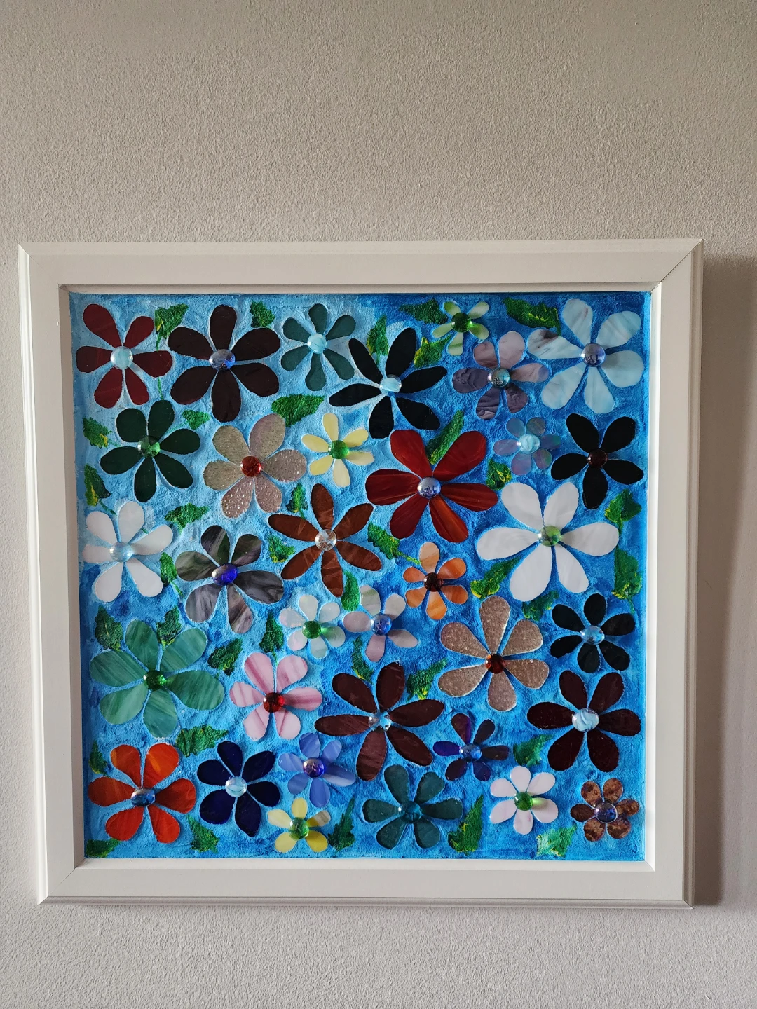 Framed Mosaic Flower Art