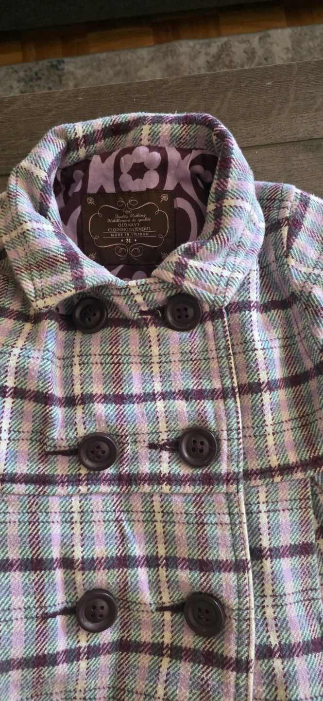 Old Navy Plaid Double-Breasted Coat - Toddler 3T - photo 2