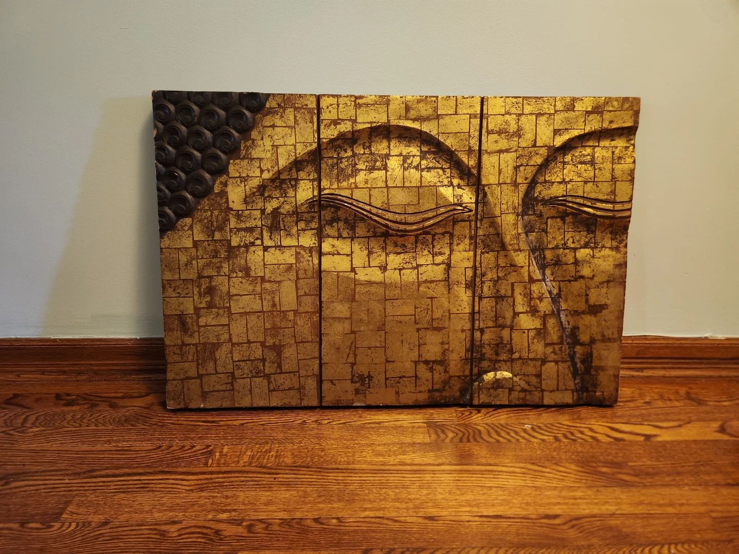 Buddha Face Wall Art Decor Gold Mosaic Plaque
