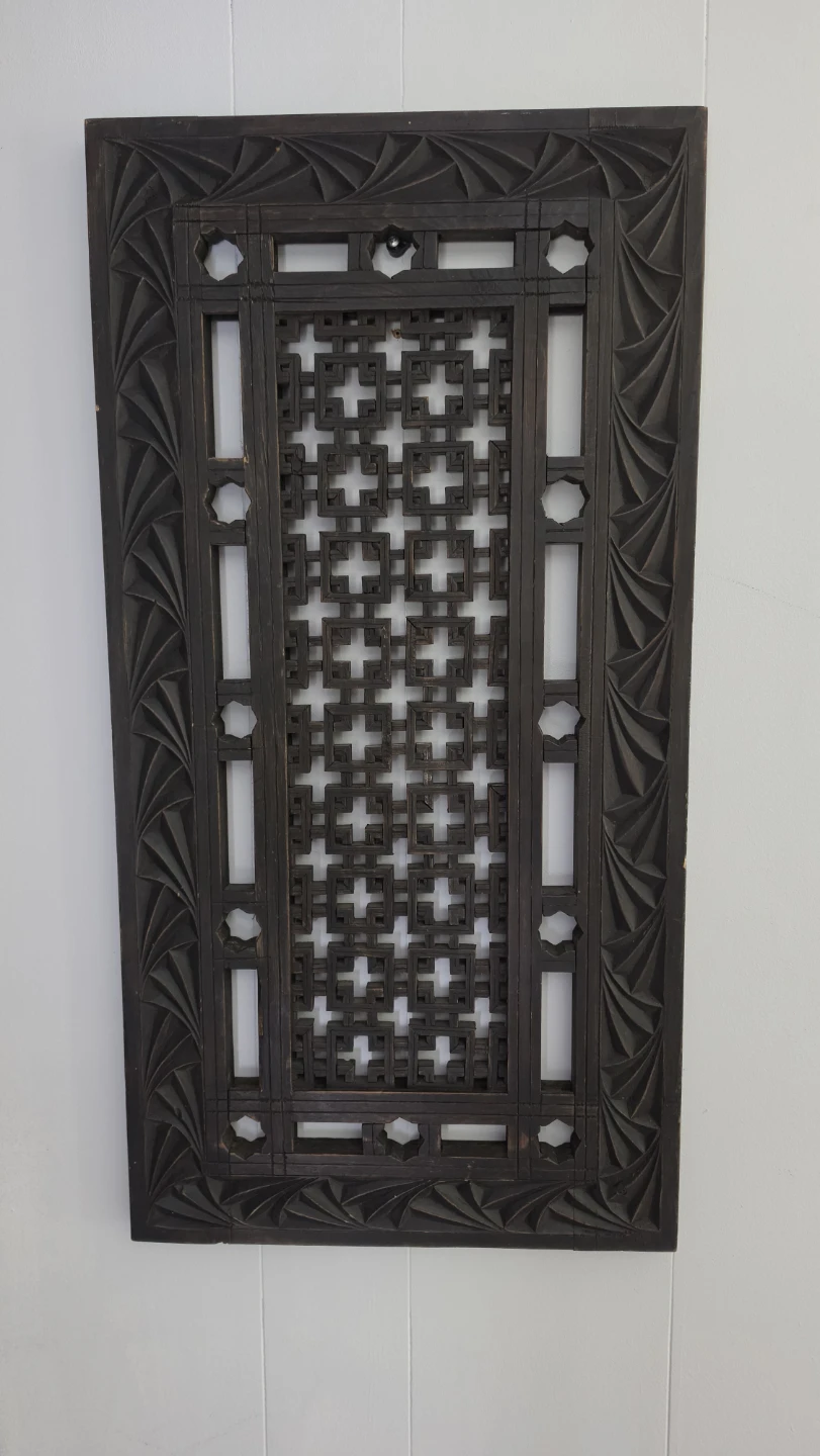 Boho/Mashrabiya/Jali hand Carved Wood Decorative Screen Panel