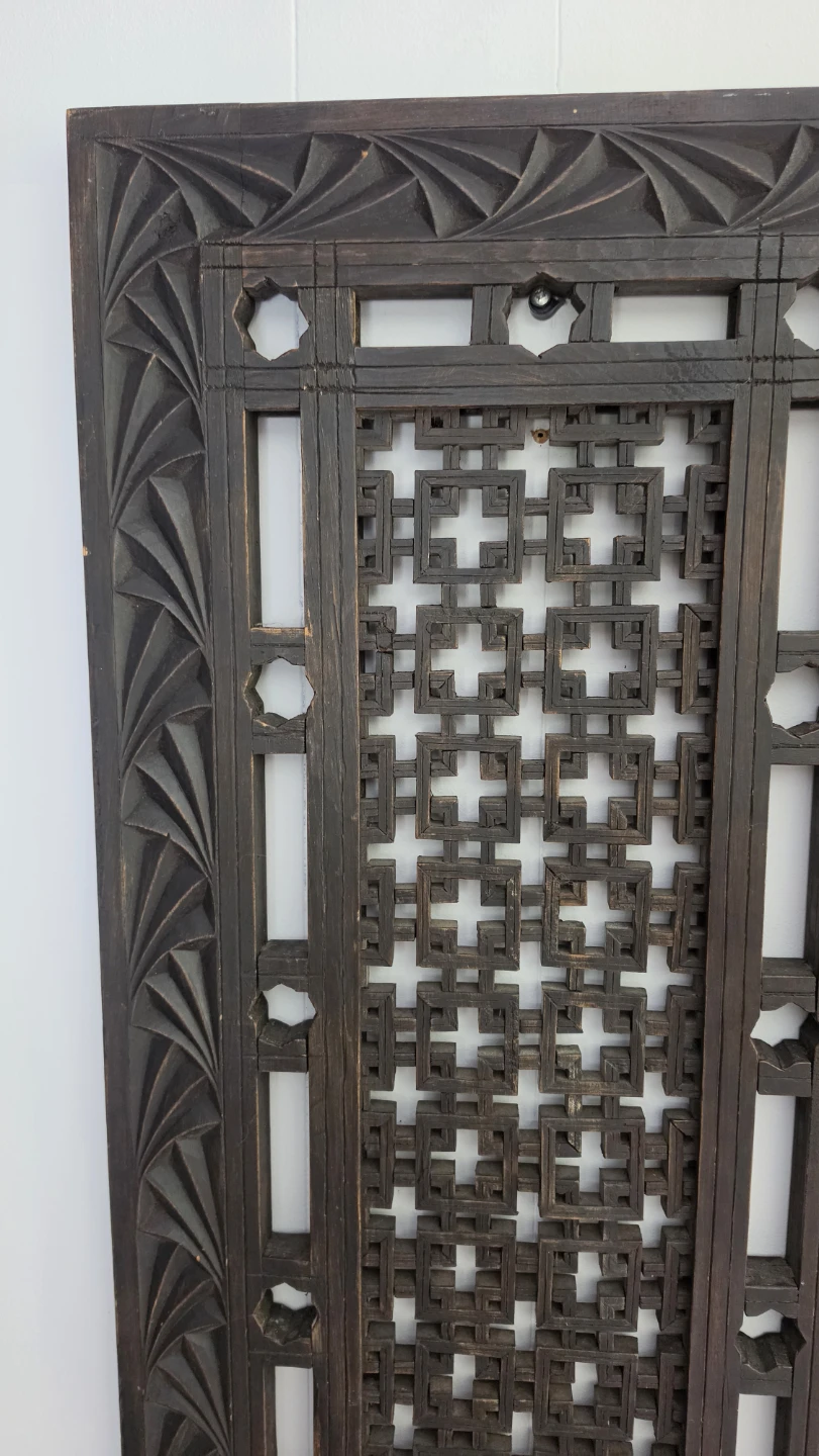 Boho/Mashrabiya/Jali hand Carved Wood Decorative Screen Panel - photo 3