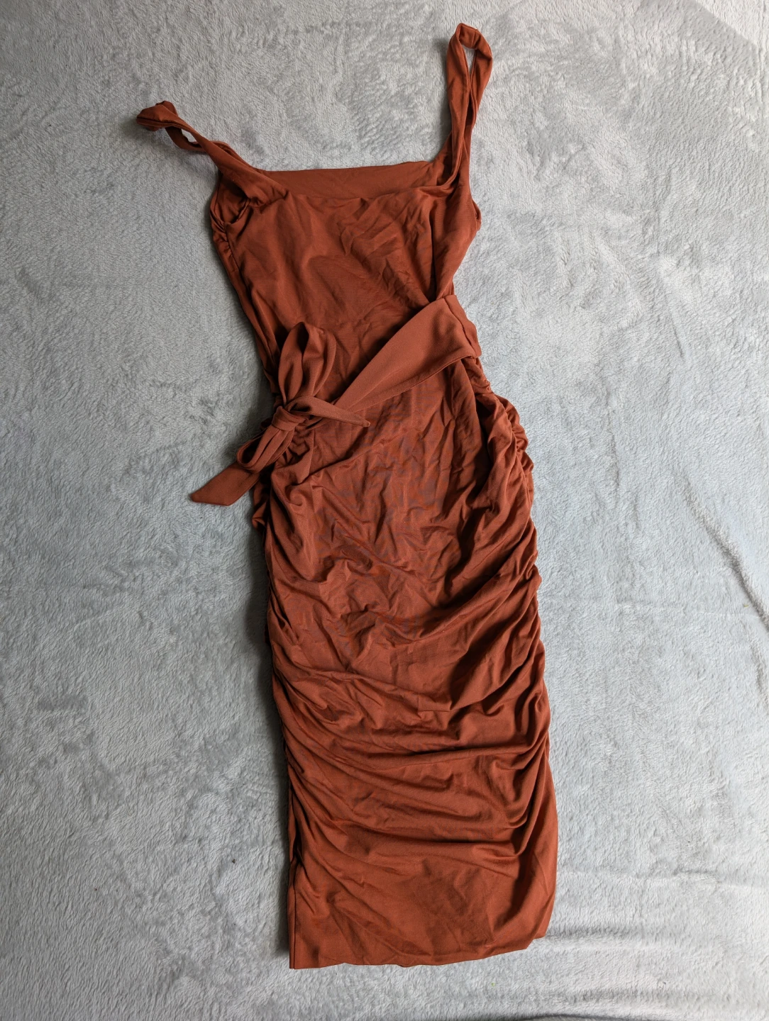 ⚽Kookai Rust Orange Ruched Midi Dress 2-4us - photo 3
