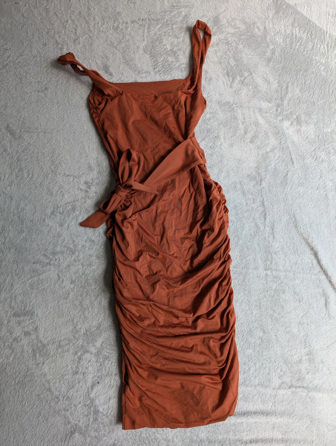 ⚽Kookai Rust Orange Ruched Midi Dress 2-4us - photo 5