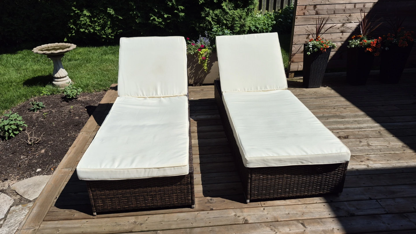 Outsunny Wicker Chaise Lounge Chairs with Cushions - Set of 2 - photo 2