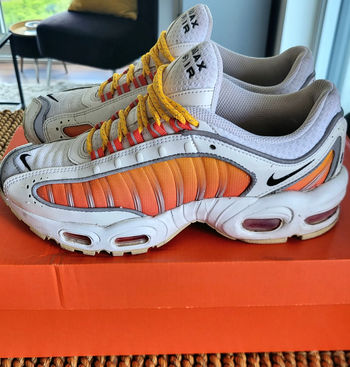 White and orange air max tailwind IV