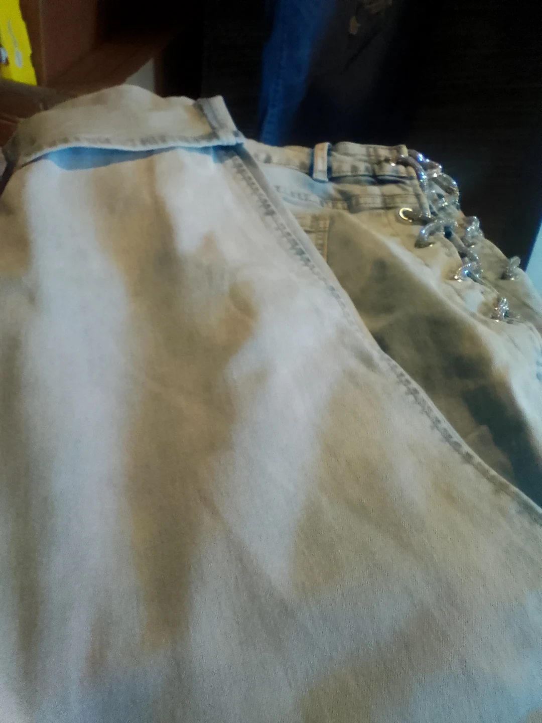 Light Wash Denim Jeans with Rhinestone Lacing - photo 2