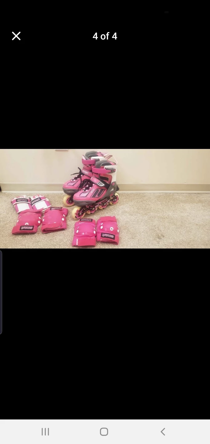 Smart Pink Rollerblades with Protective Gear