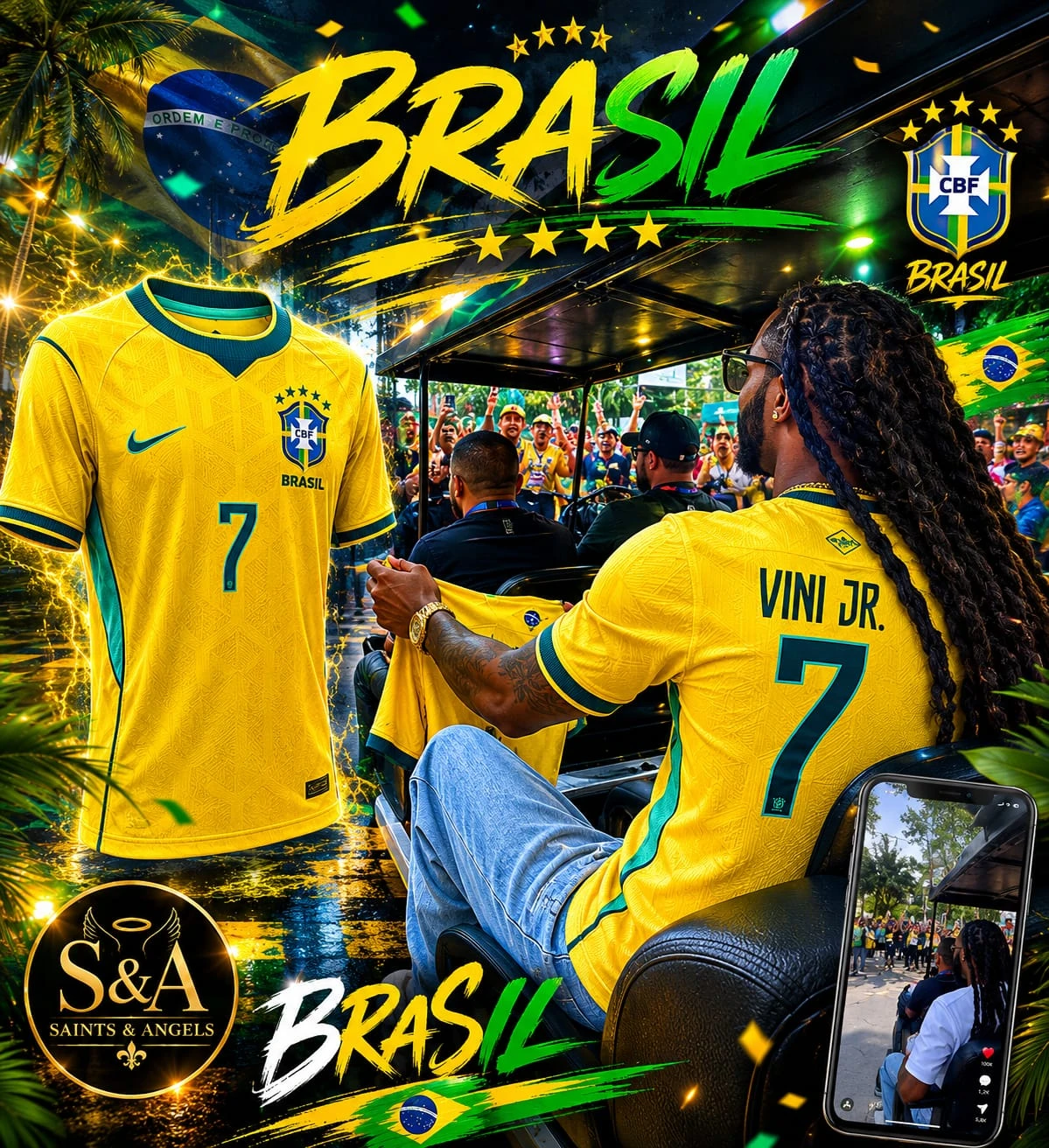 Brazil Soccer Jersey #7 - New - photo 5