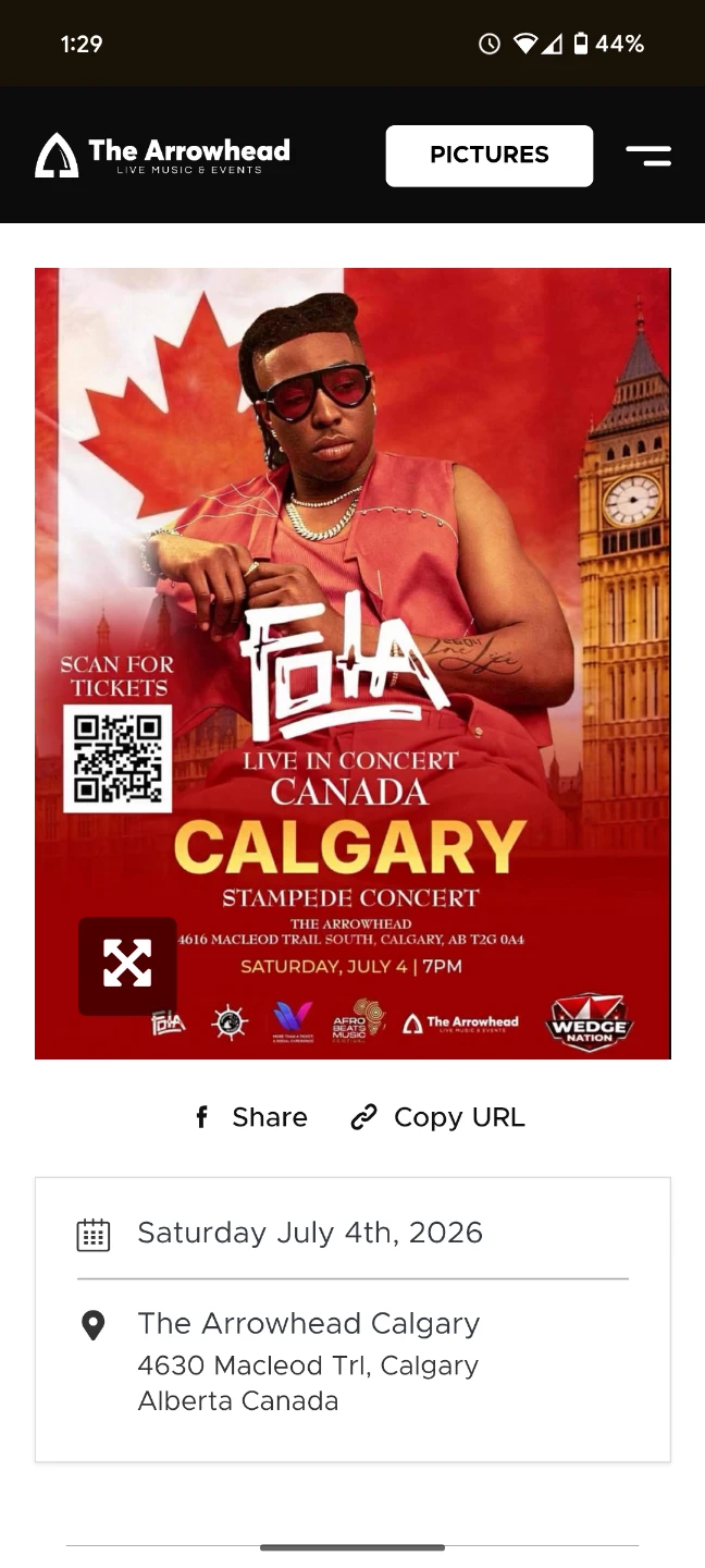 2 Tickets for Fola at The Arrowhead Calgary Stampede Concert - photo 2