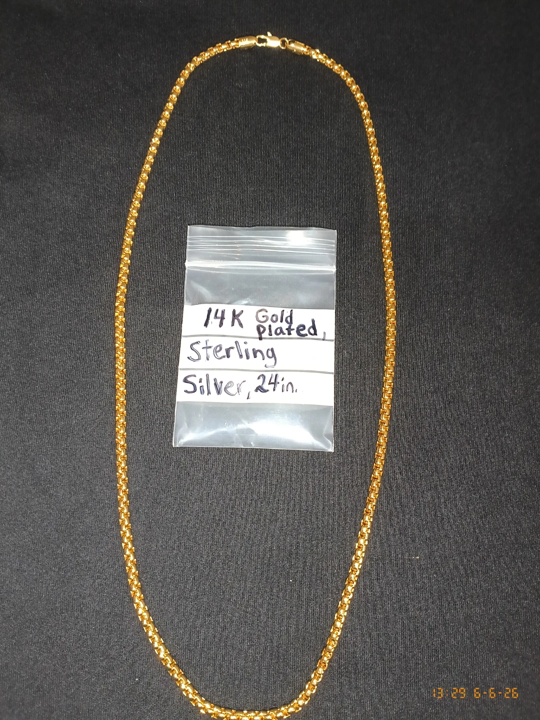 STERLING SILVER , 14K GOLD PLATED , 24 in
