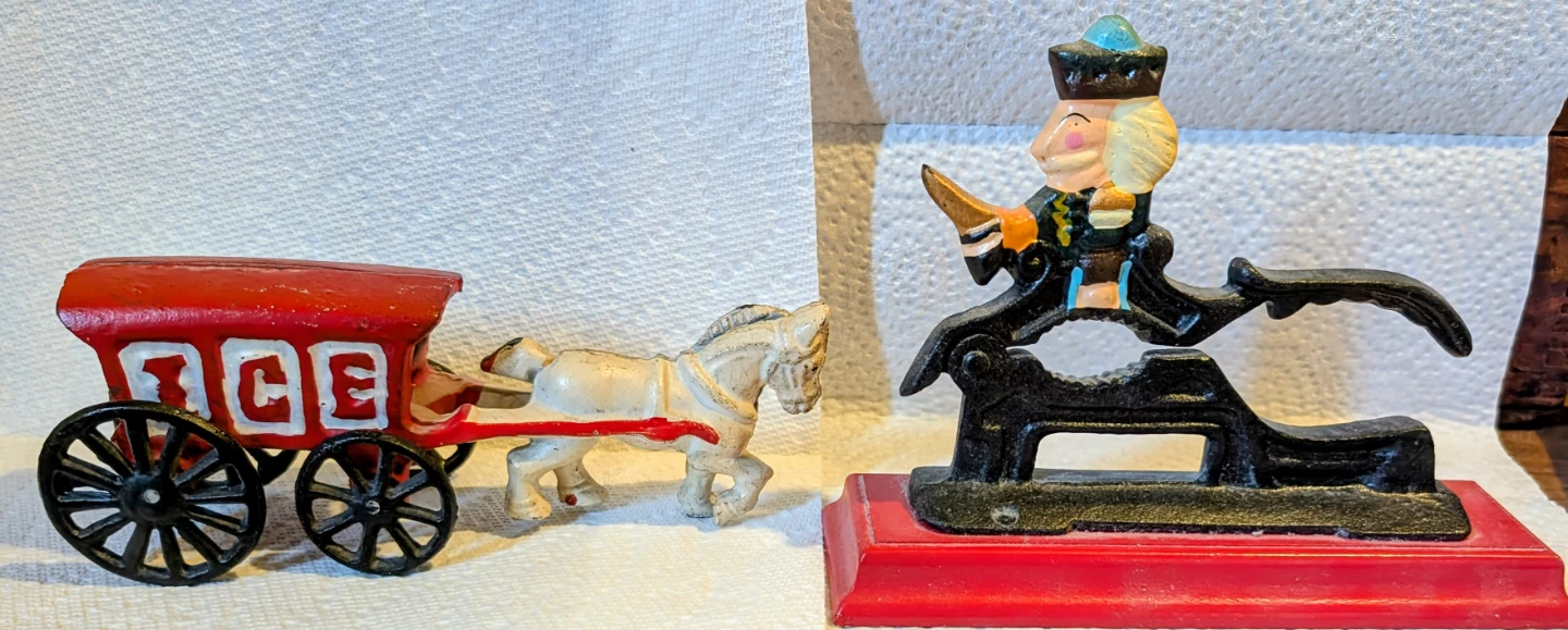 Vintage Cast Iron Ice Wagon and Nutcracker - Reproductions