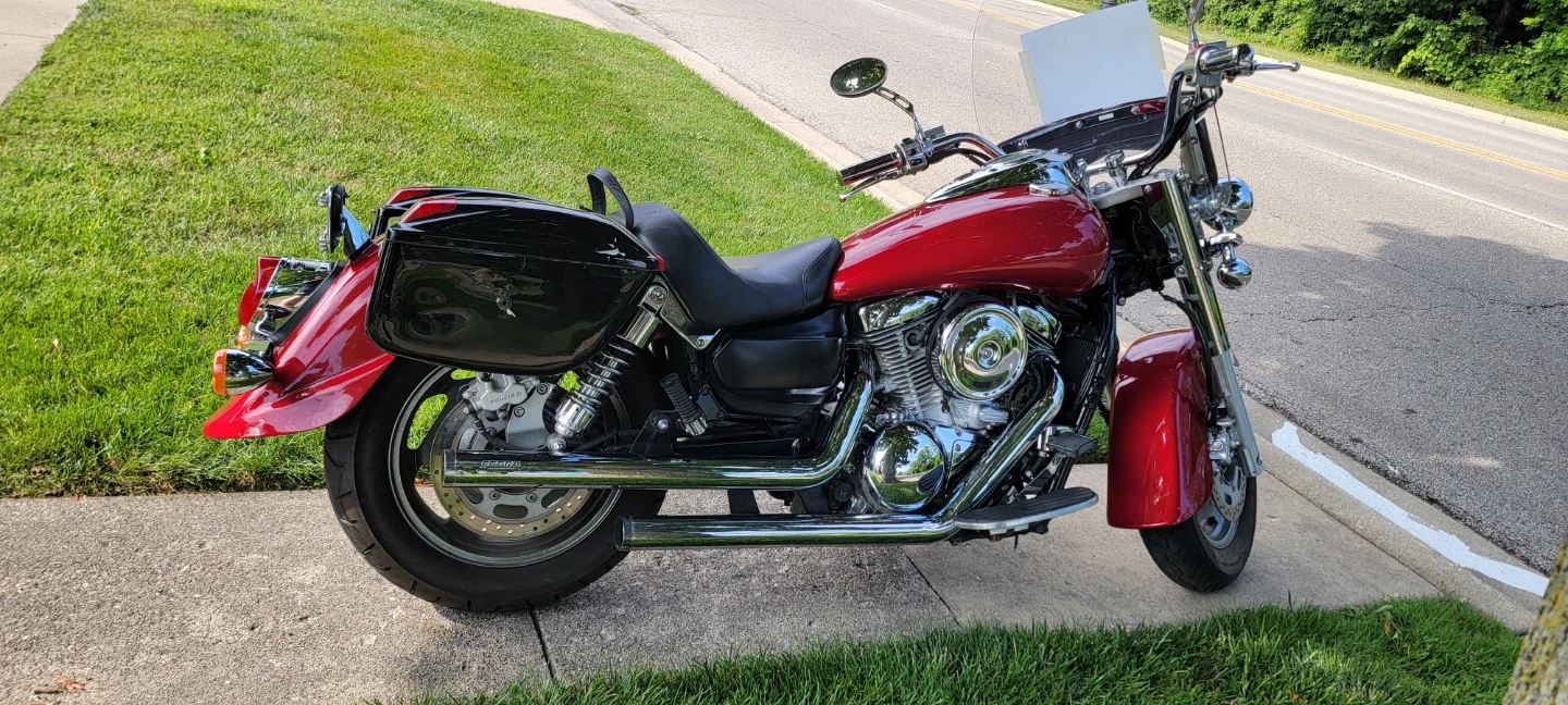 Red Cruiser Motorcycle with Saddlebags - photo 3