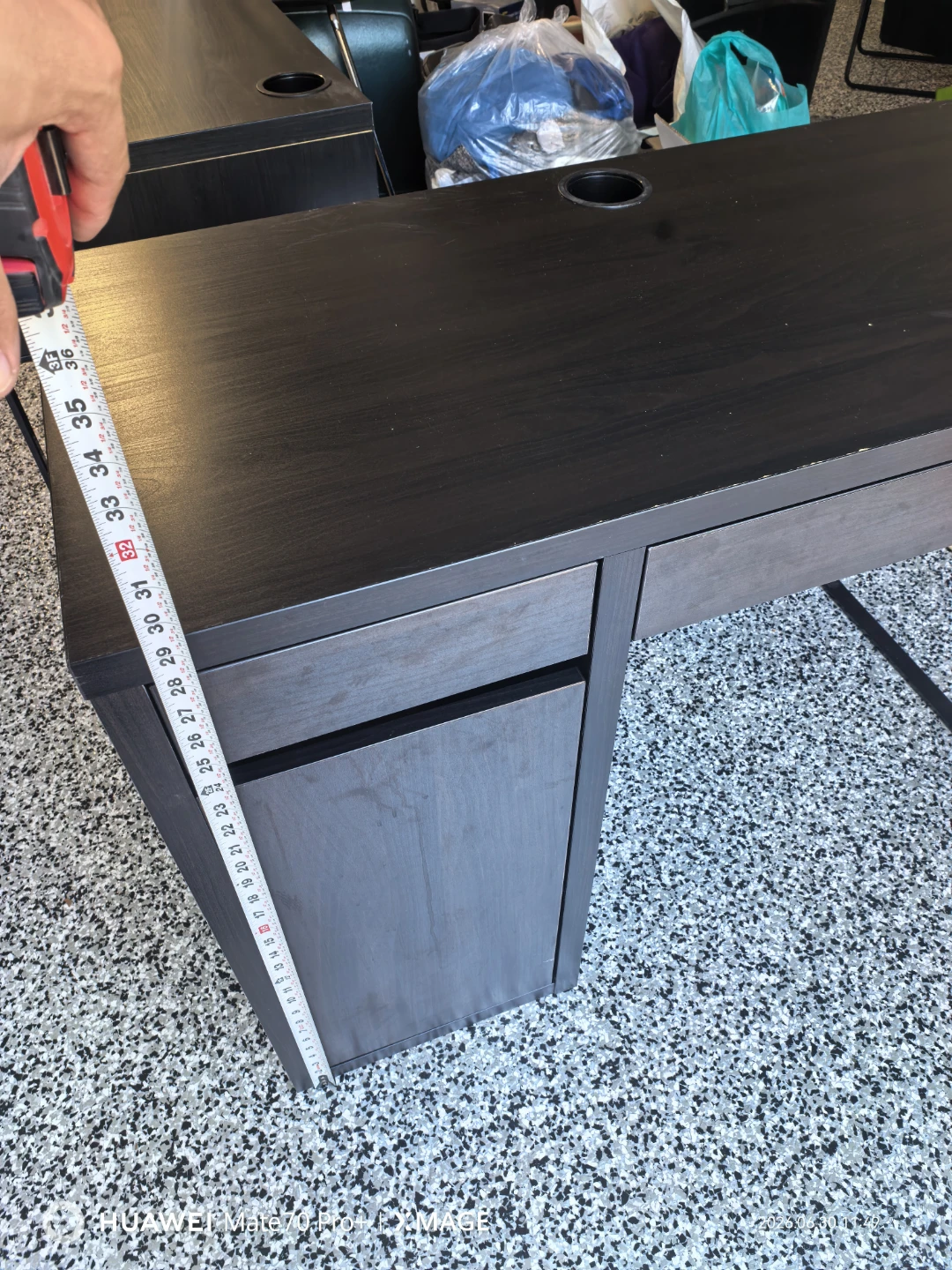 Dark Wood Desk with Drawer and Cabinet - photo 2