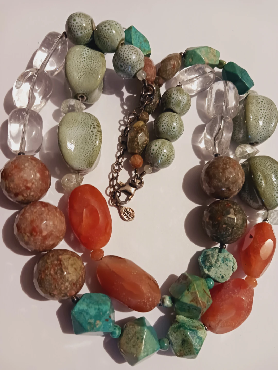 BARSE 925 SIGNED STERLING MULTI GEMSTONES NECKLACE - photo 2