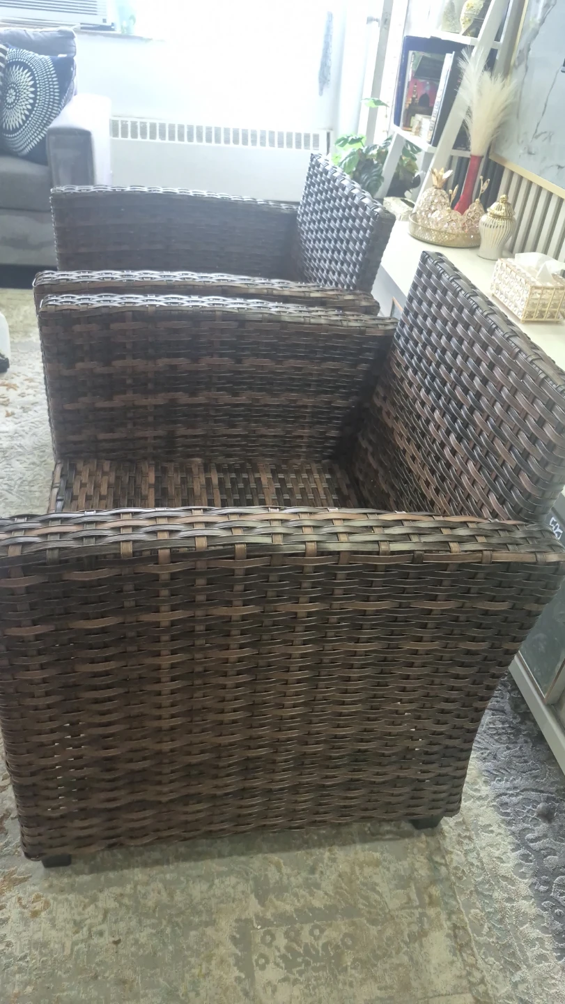 Wicker Patio Chairs with Red Cushions - Set of 2 - photo 4